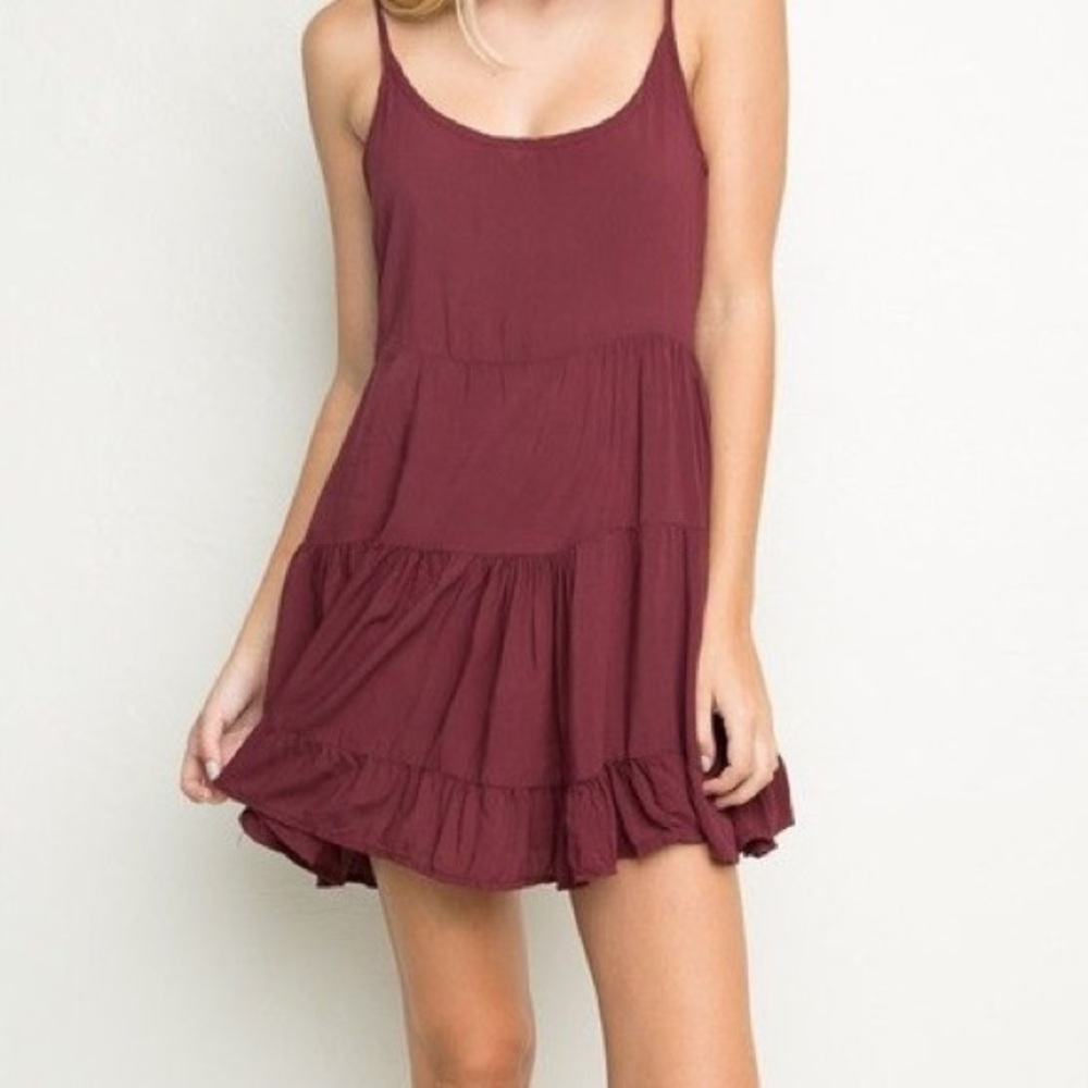 Brandy Melville Maroon Flowy Dress